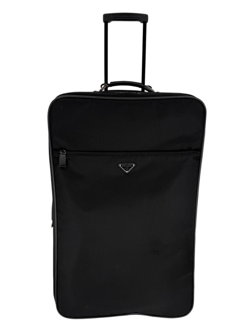 Prada Black Nylon Rolling Suitcase with Saffiano Leather Trim